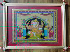 Sitting Lord Ganesh Patachitra Frame Painting