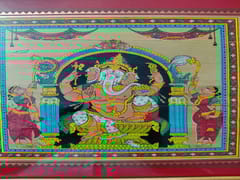 Sitting Lord Ganesh Patachitra Frame Painting