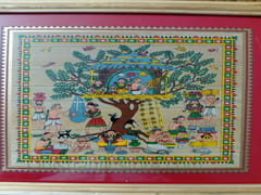 Village Family Patachitra Frame Painting