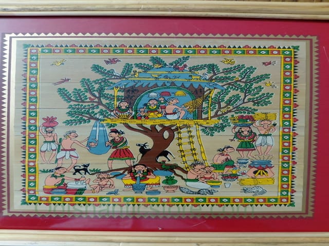 Village Family Patachitra Frame Painting